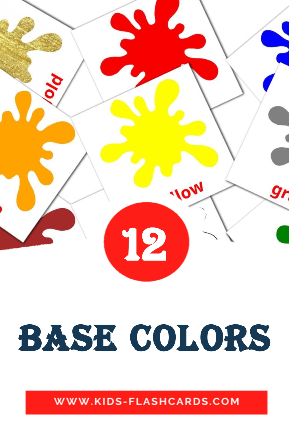12 Base colors Picture Cards for Kindergarden in english