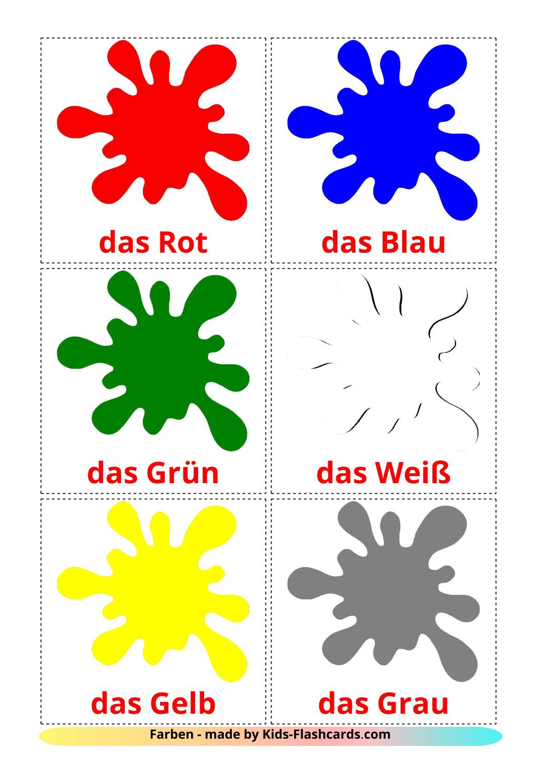 Farben - 12 kostenlose, druckbare Deutsch Flashcards 
