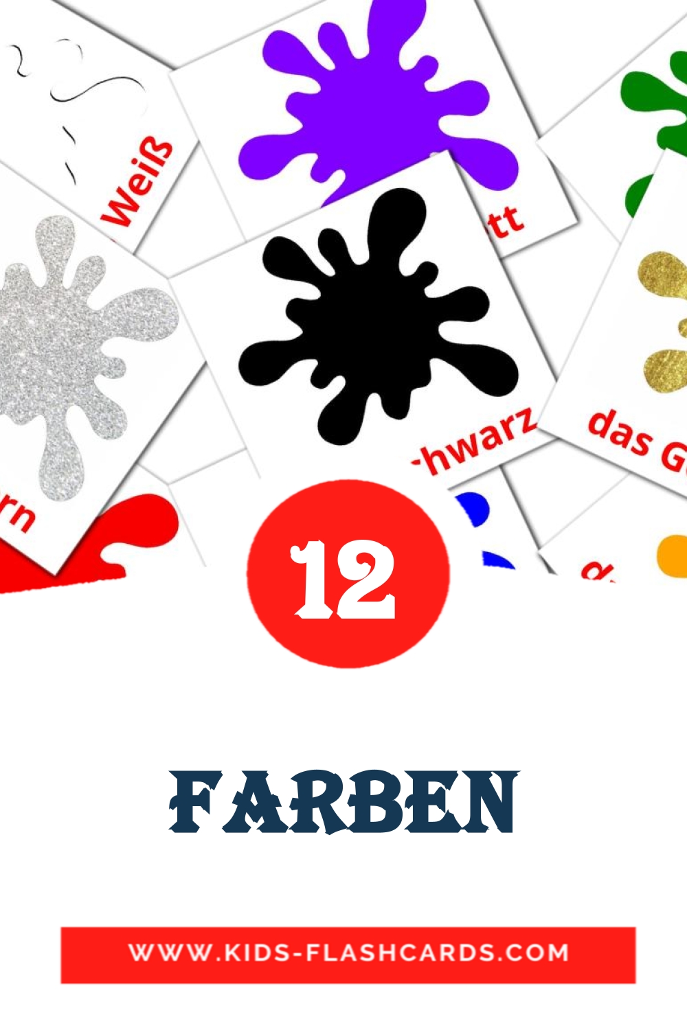 12 Farben Bildkarten für den Kindergarten auf Deutsch