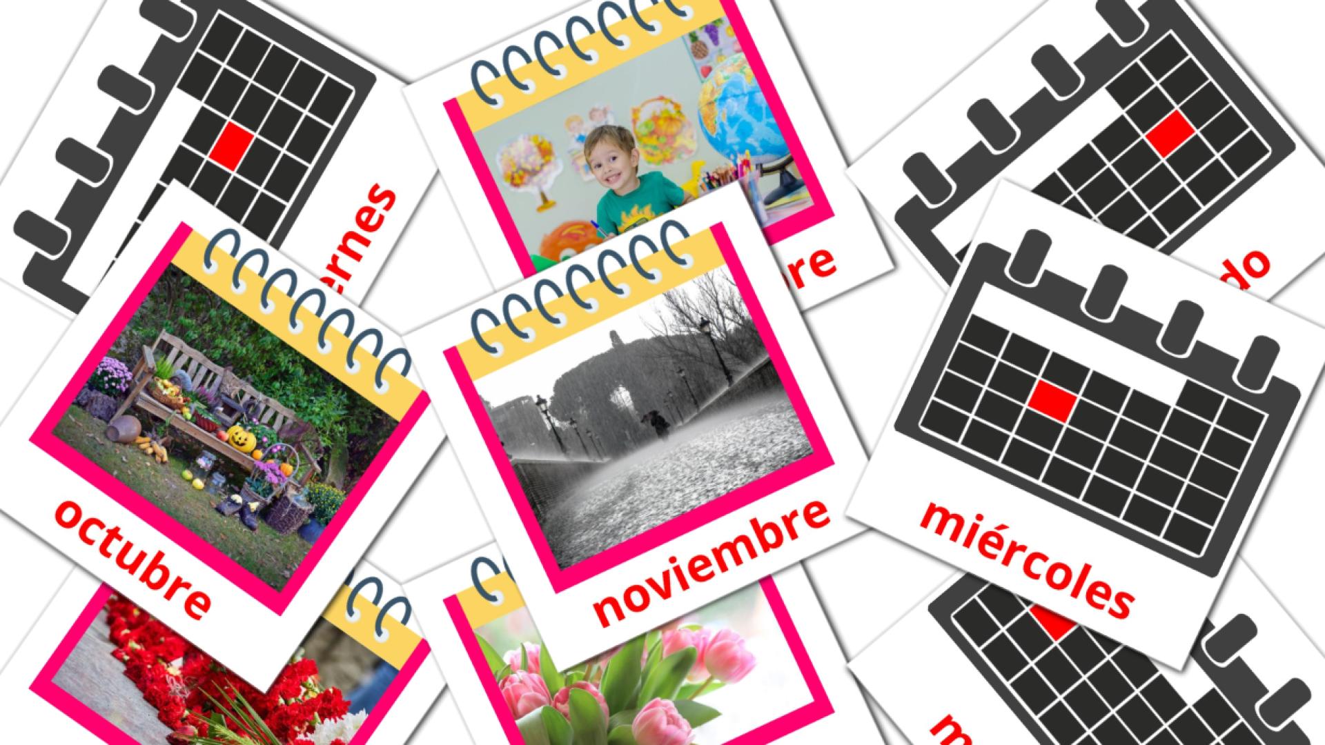 Calendario Flashcards di vocabolario spagnolo
