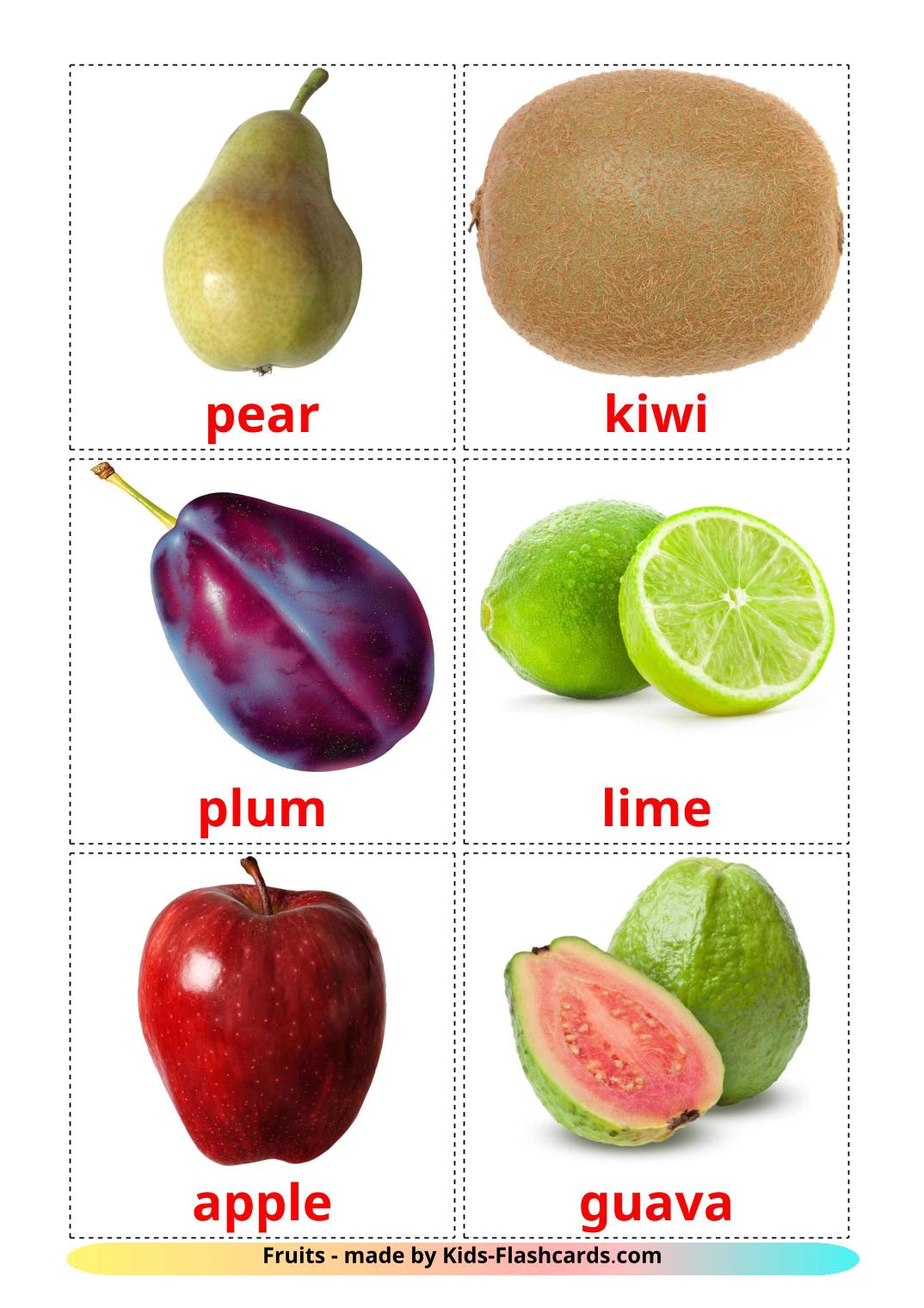 Fruits - 20 Free Printable english Flashcards 