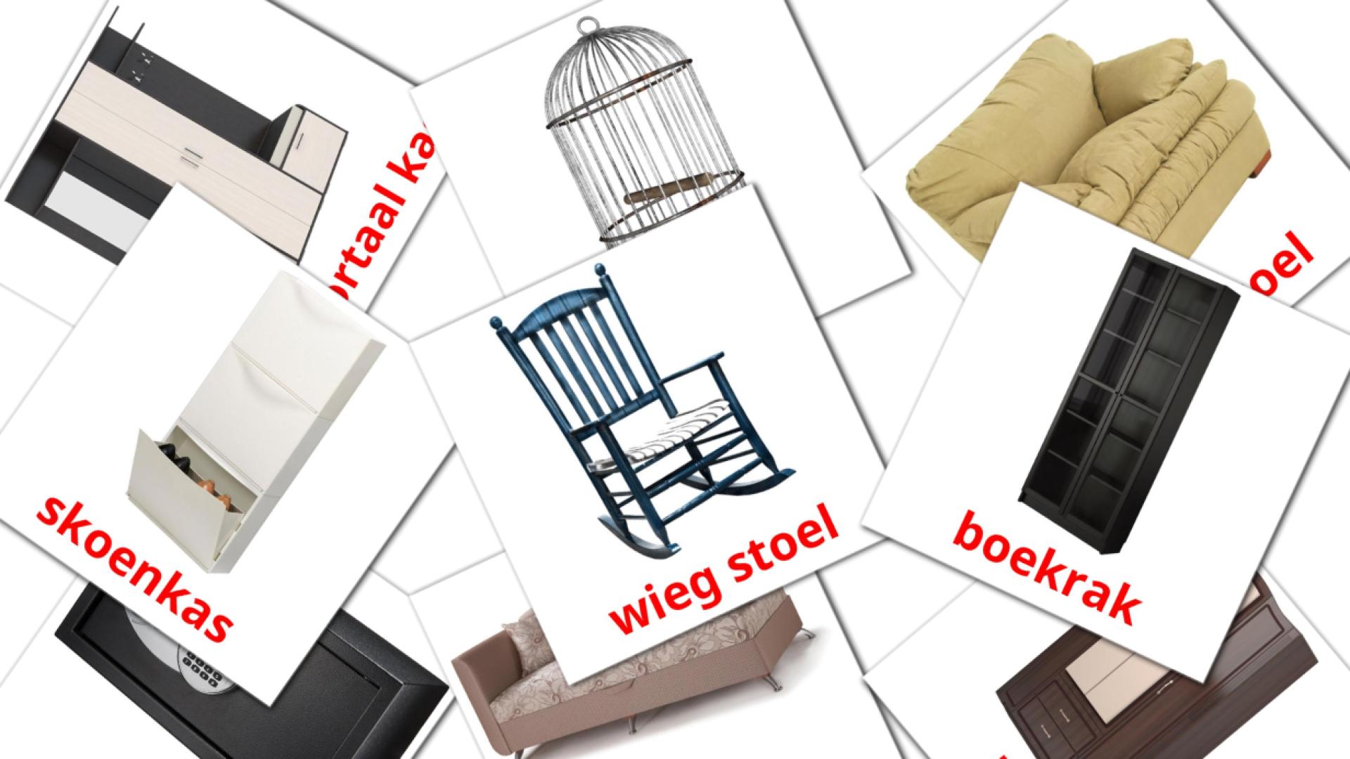 Furniture - afrikaans vocabulary cards