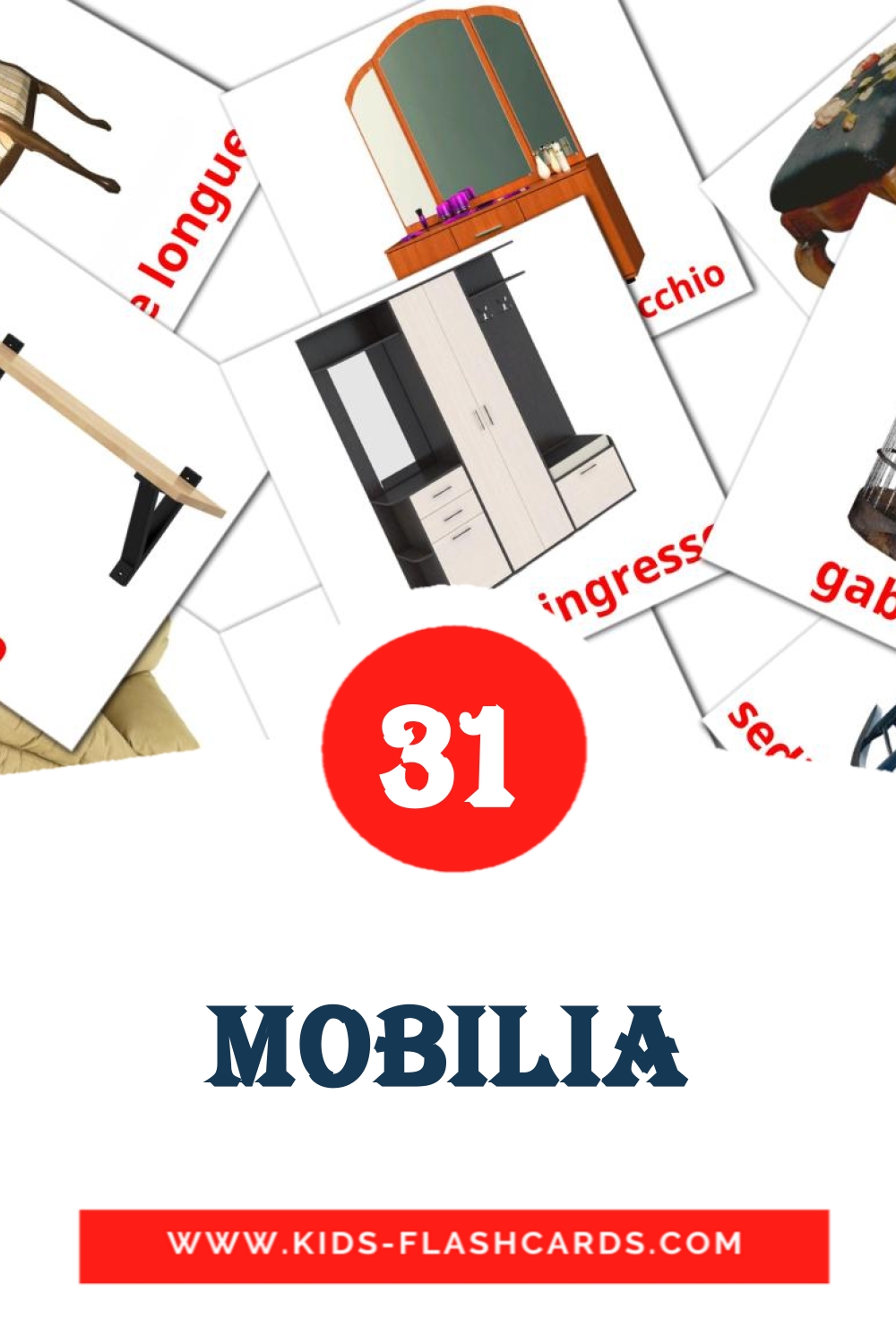31 carte illustrate di Mobilia per la scuola materna in italiano