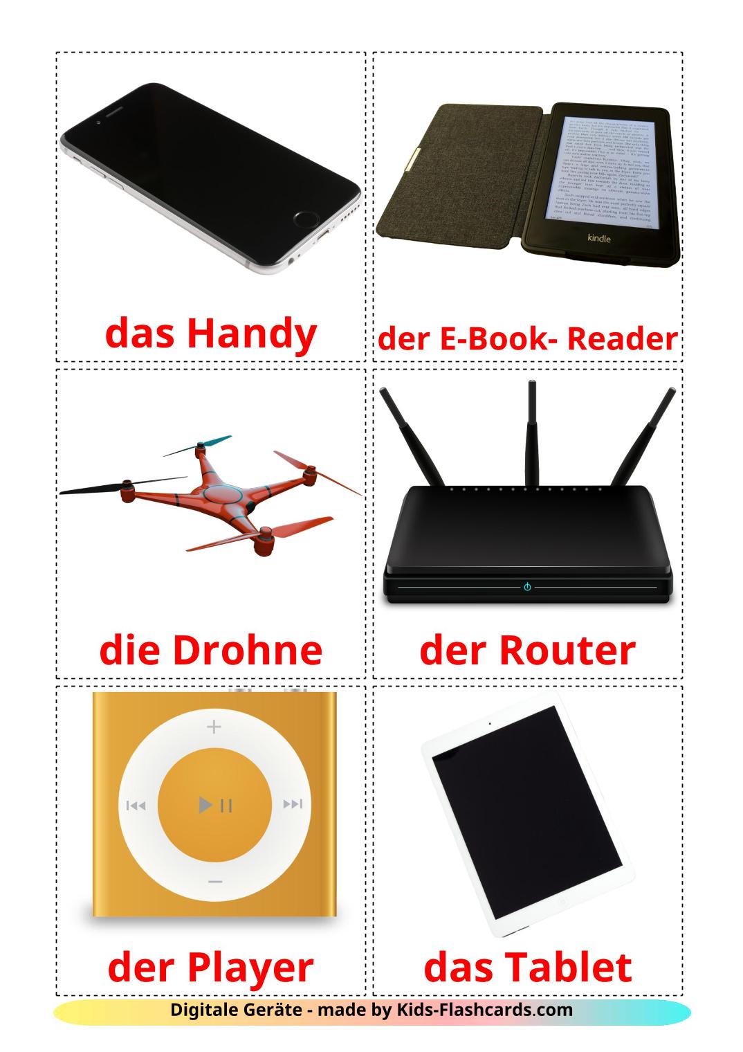 Digitale Geräte - 29 kostenlose, druckbare Deutsch Flashcards 