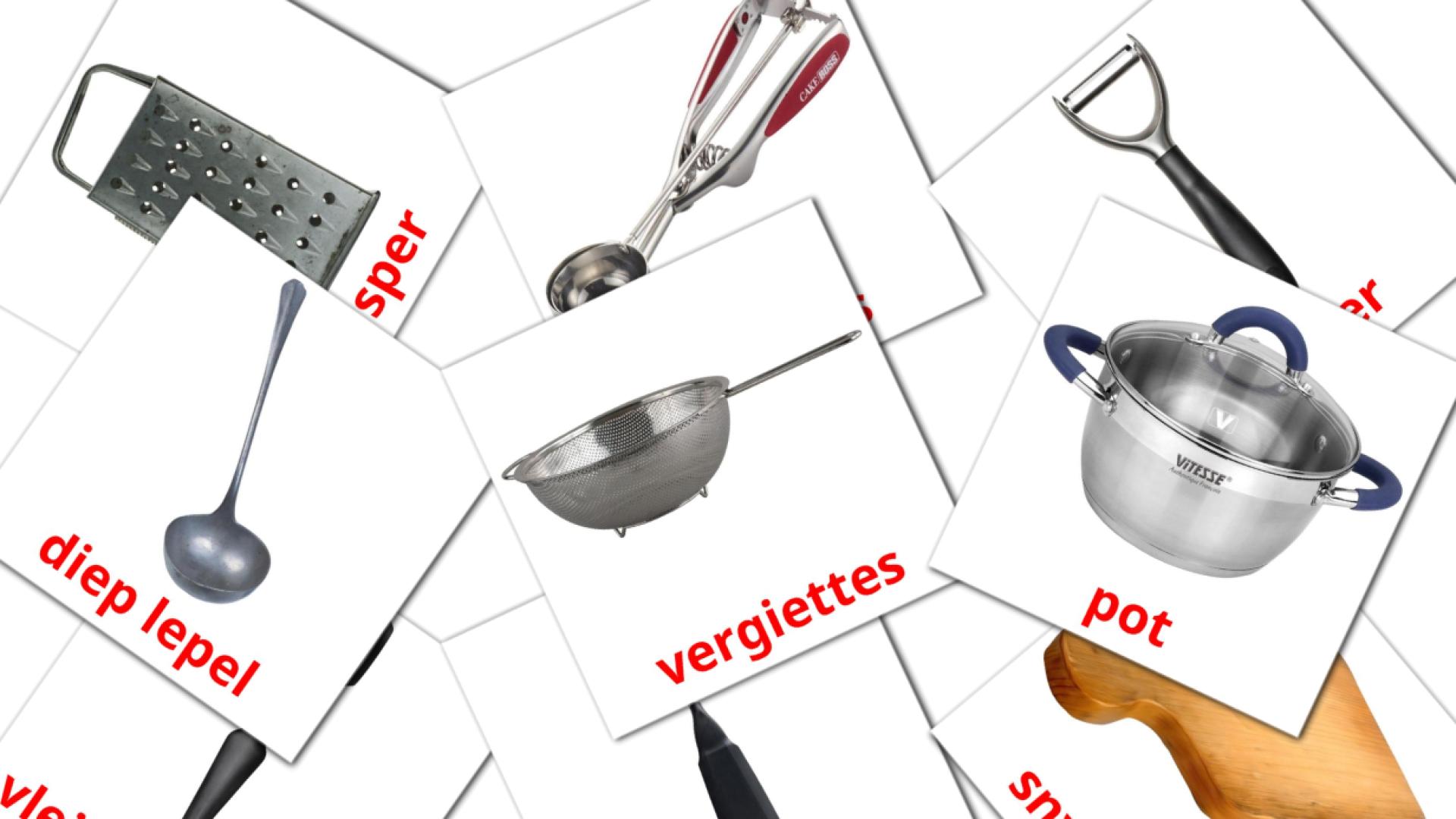 Küchenutensilien - Afrikaans Vokabelkarten