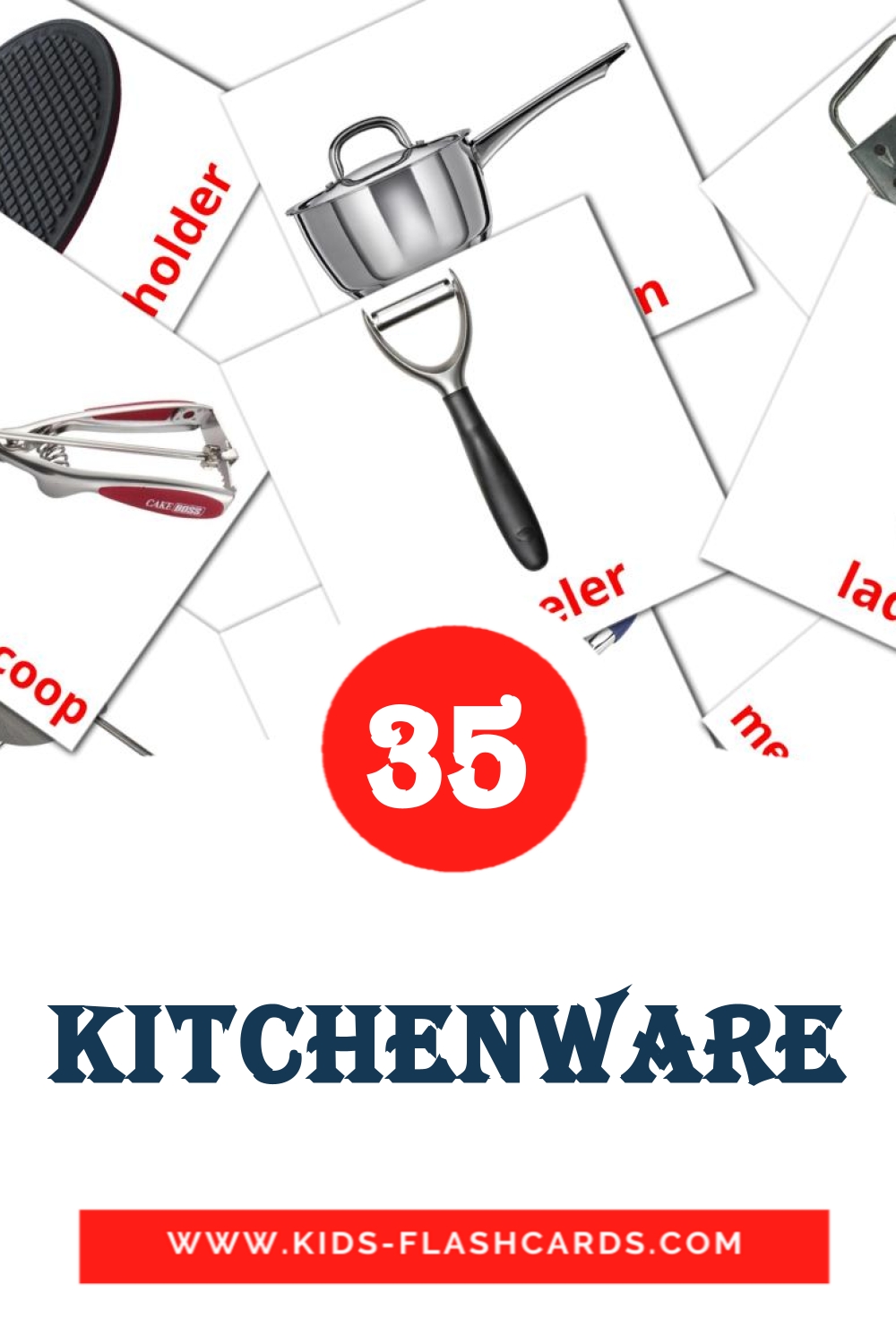 35 Kitchenware Picture Cards for Kindergarden in english