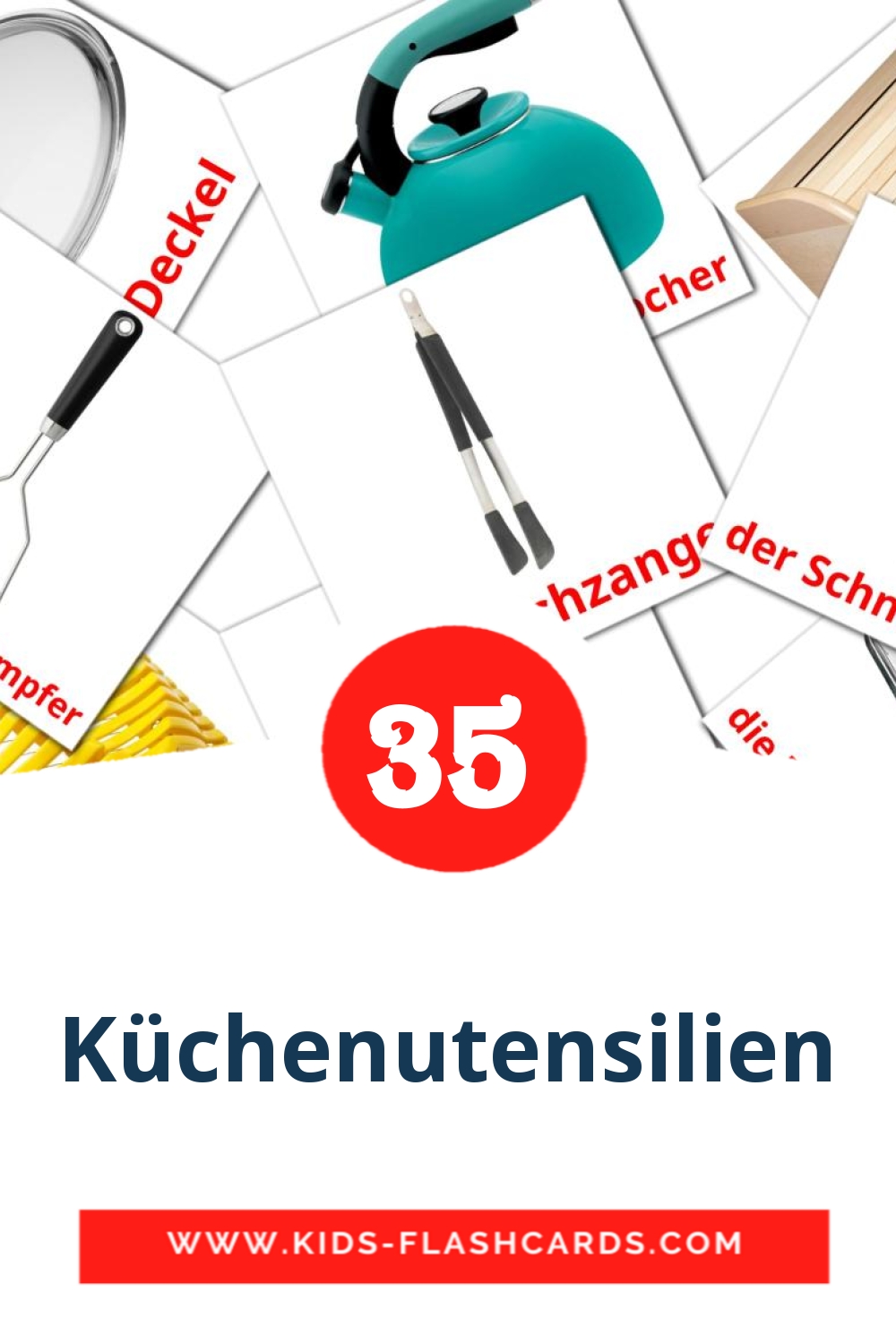 35 Küchenutensilien Bildkarten für den Kindergarten auf Deutsch