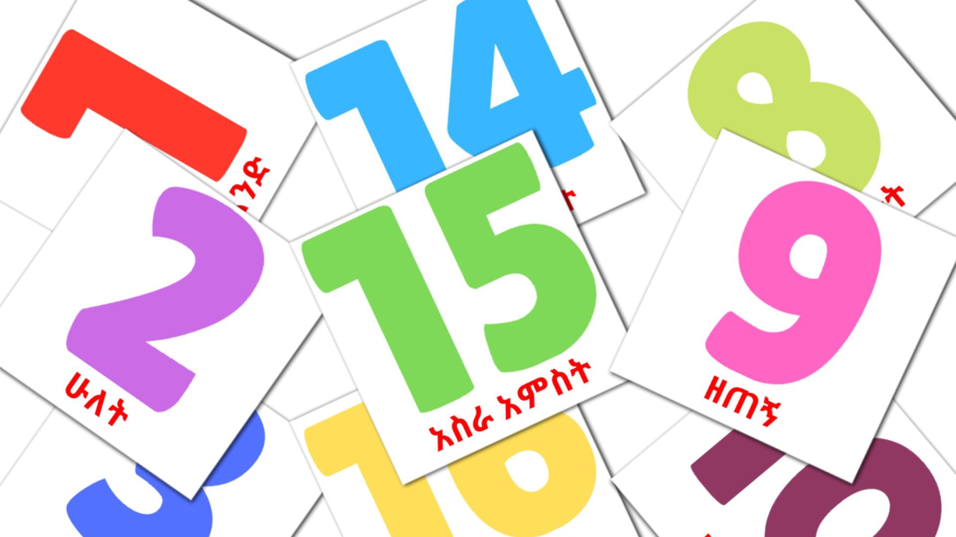 Zahlen (1-20) - Amharische Vokabelkarten