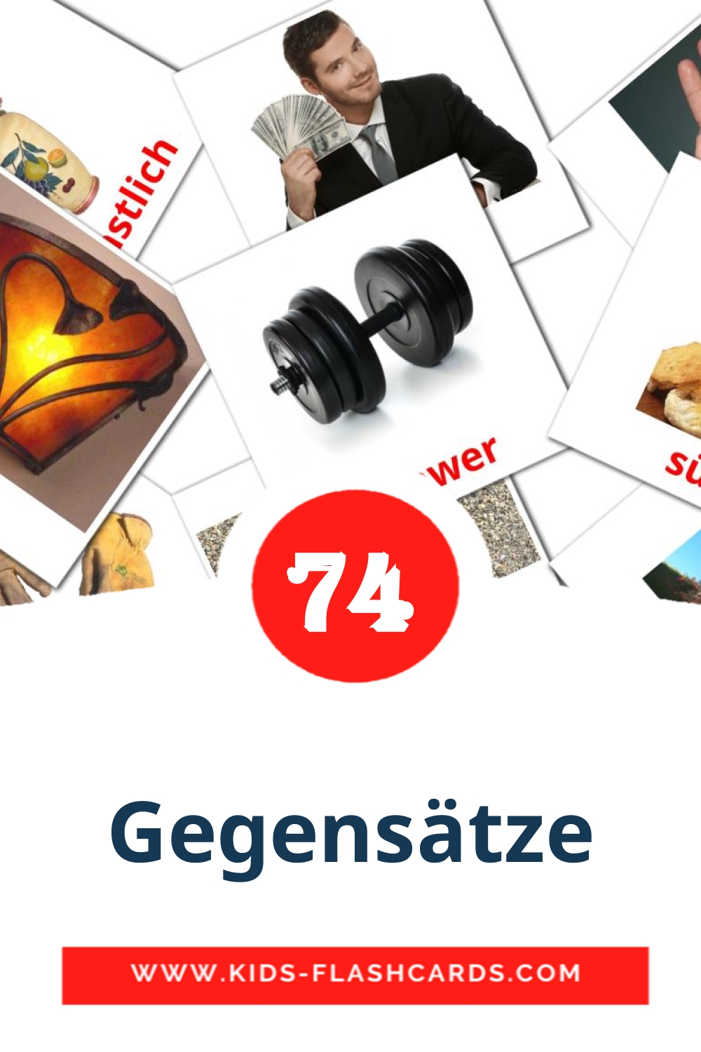 74 Gegensätze Bildkarten für den Kindergarten auf Deutsch