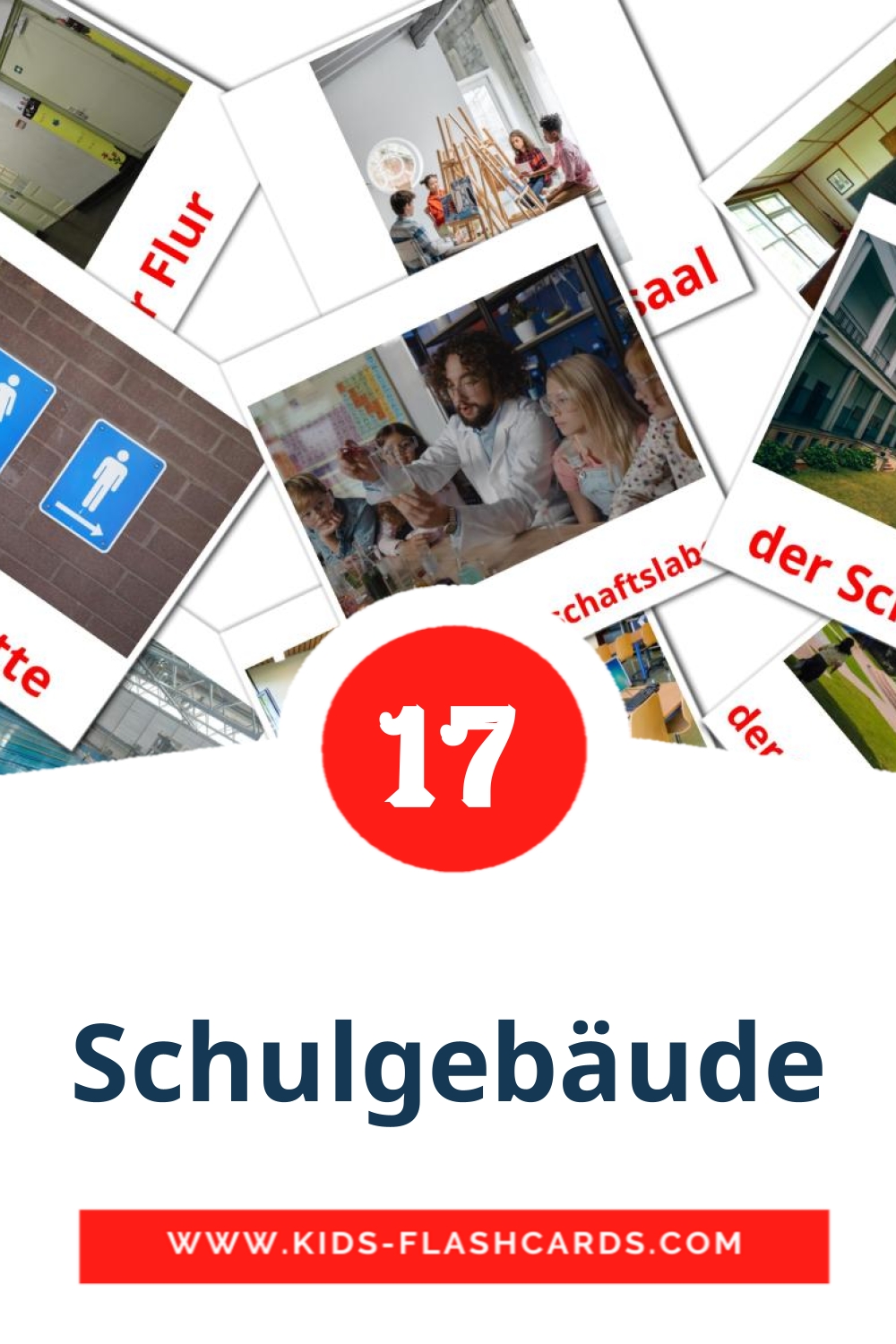 17 Schulgebäude Bildkarten für den Kindergarten auf Deutsch