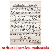 scritura (corsiva, maiuscola flashcards illustrate