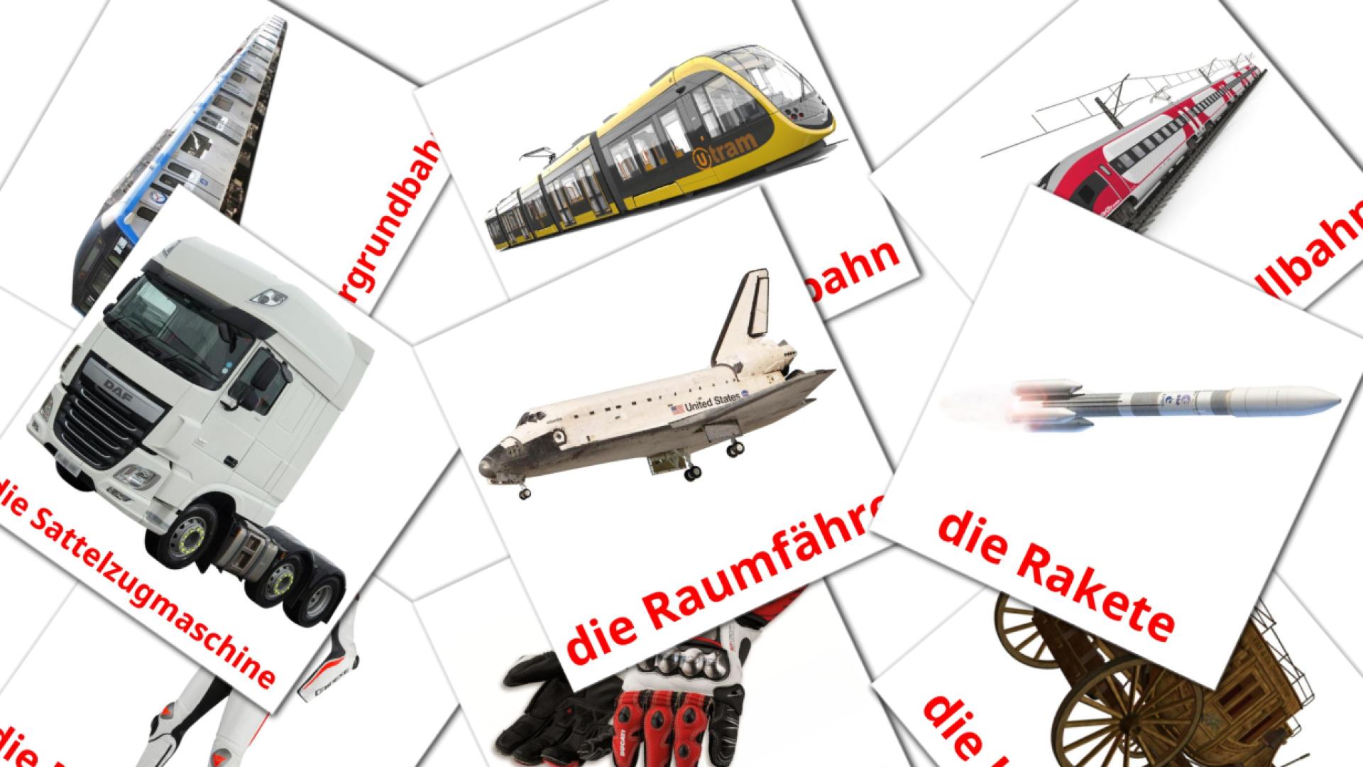 Deutsch Transportmittele Vokabelkarteikarten