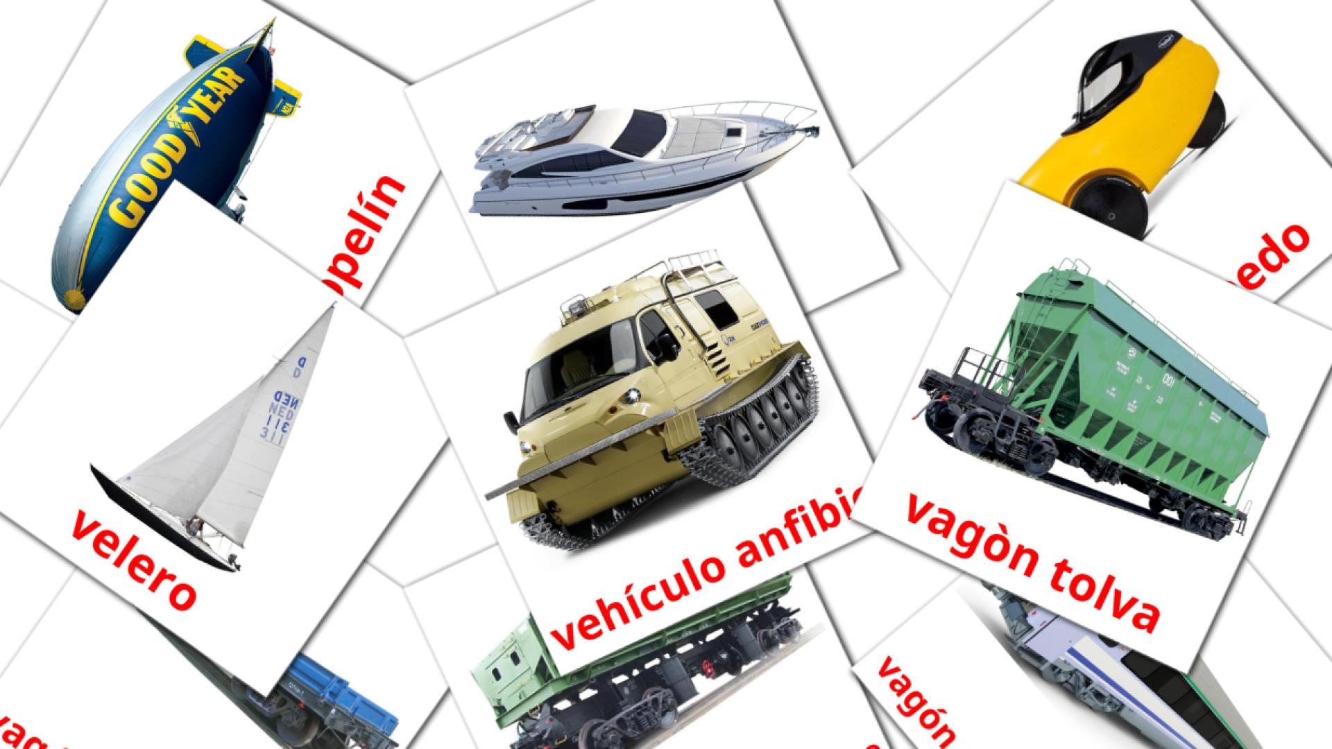 español tarjetas de vocabulario en Transportes