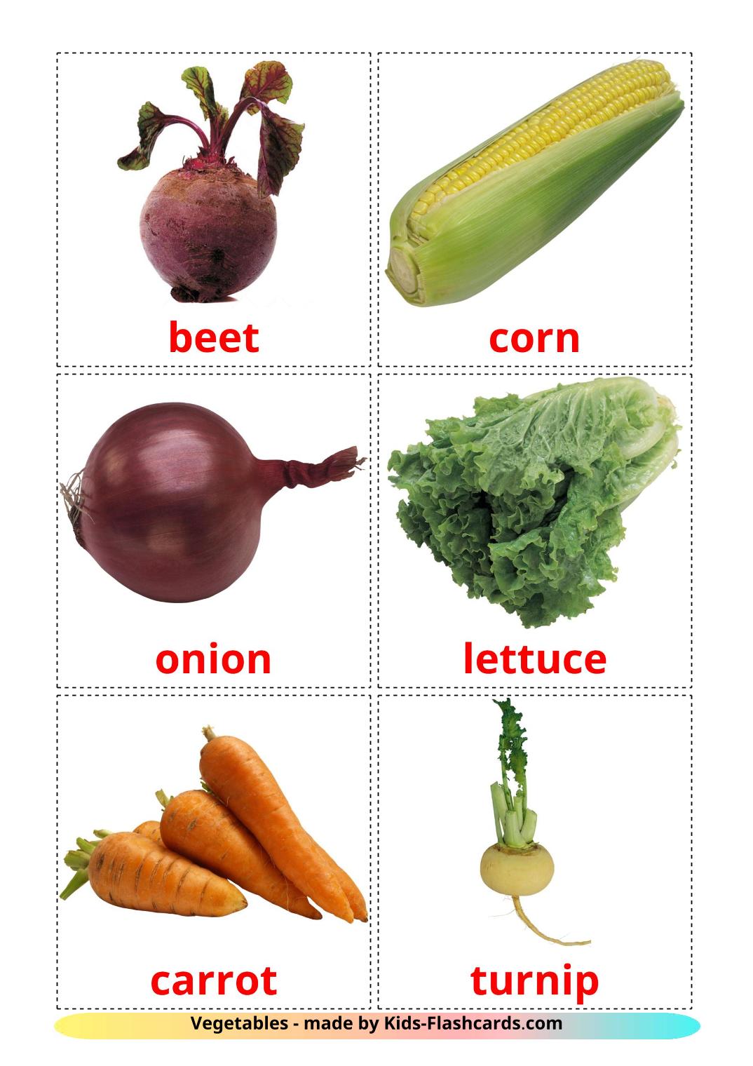 Vegetables - 29 Free Printable english Flashcards 