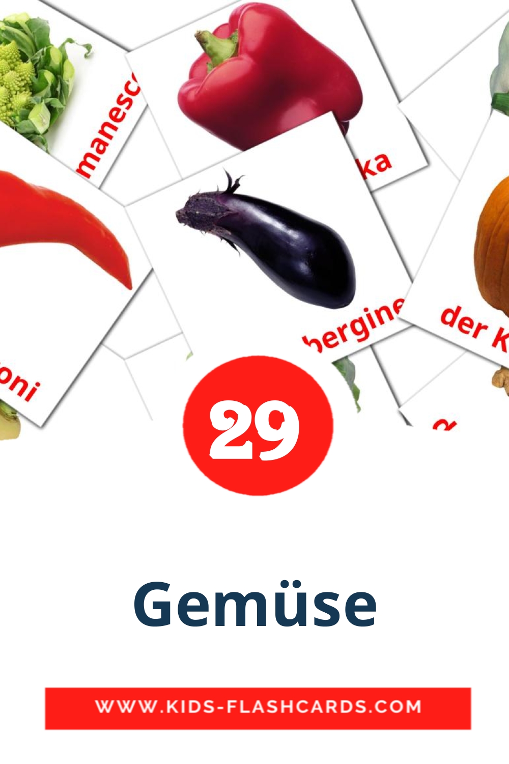 29 Gemüse Bildkarten für den Kindergarten auf Deutsch