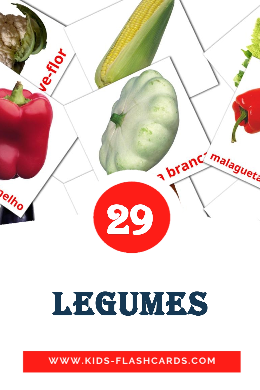 29 Cartões com Imagens de Legumes para Jardim de Infância em português